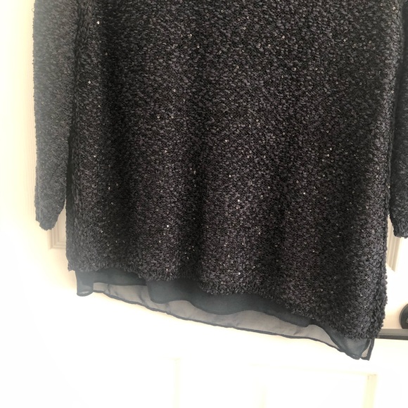 Zara Navy Sequin Sweater with Sheer Lining - Picture 5 of 7
